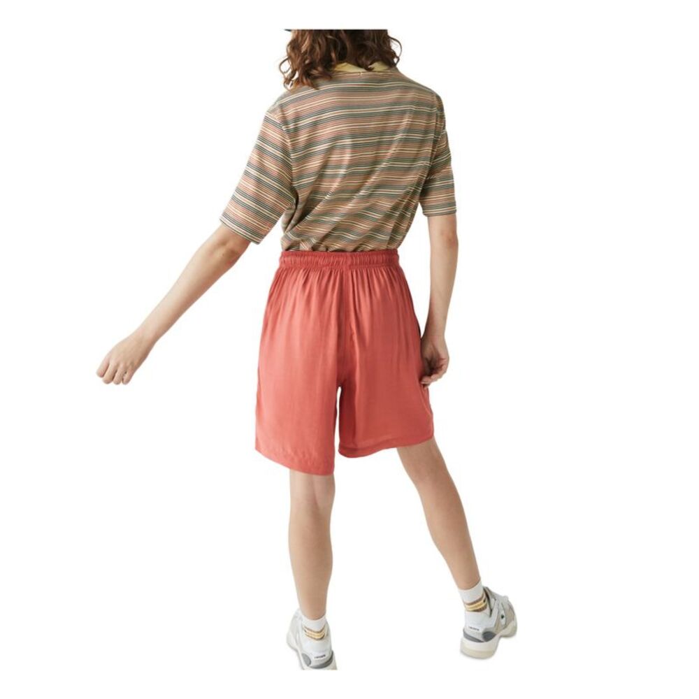 LACOSTE Womens Orange Pocketed Tie Drawstring Waistband Shorts 36 - Picture 2 of 2